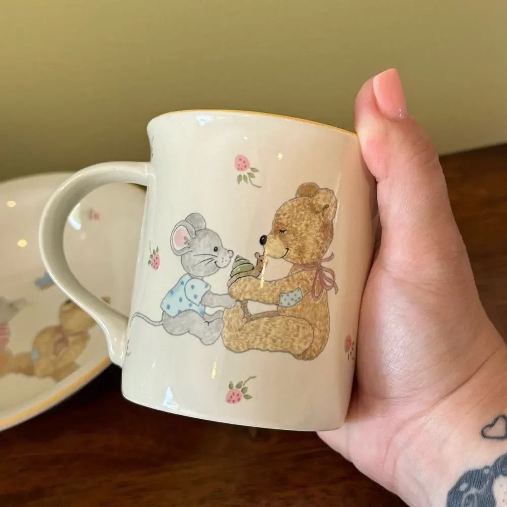 Vintage Mikasa Teddy Bowl and Mug Two Piece Set